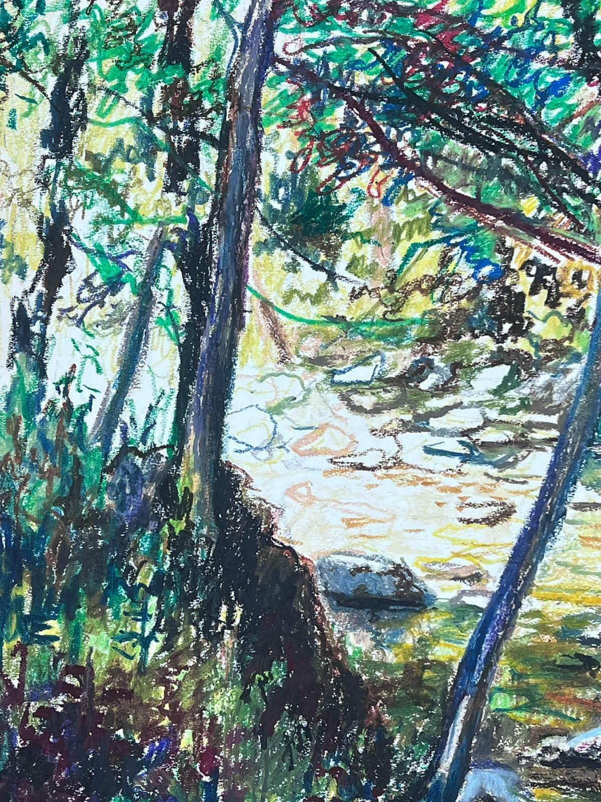Josine Vignonmid Century French Original Pastel Painting A Summers Stream1950s photo Art