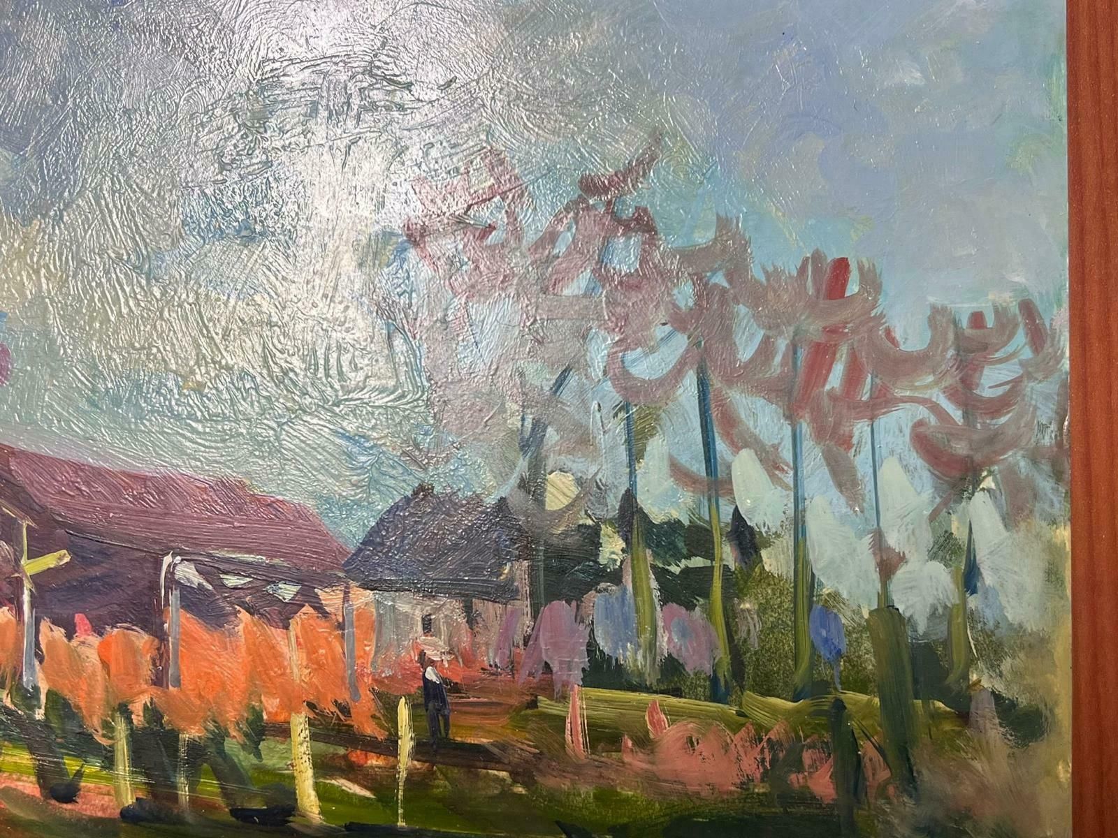 Maurice Mazeiliefrench Impressionist Oil Landscape Summer Yard photo Art