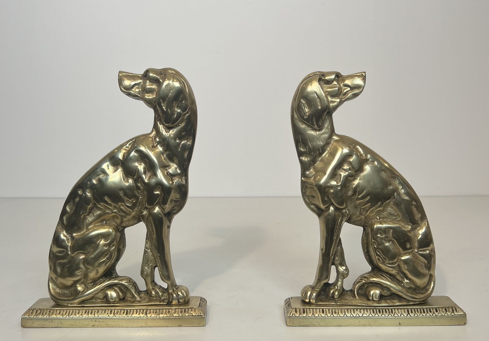 Pair Of Bronze Andirons Representing Dogs From The Art Deco Period photo furniture
