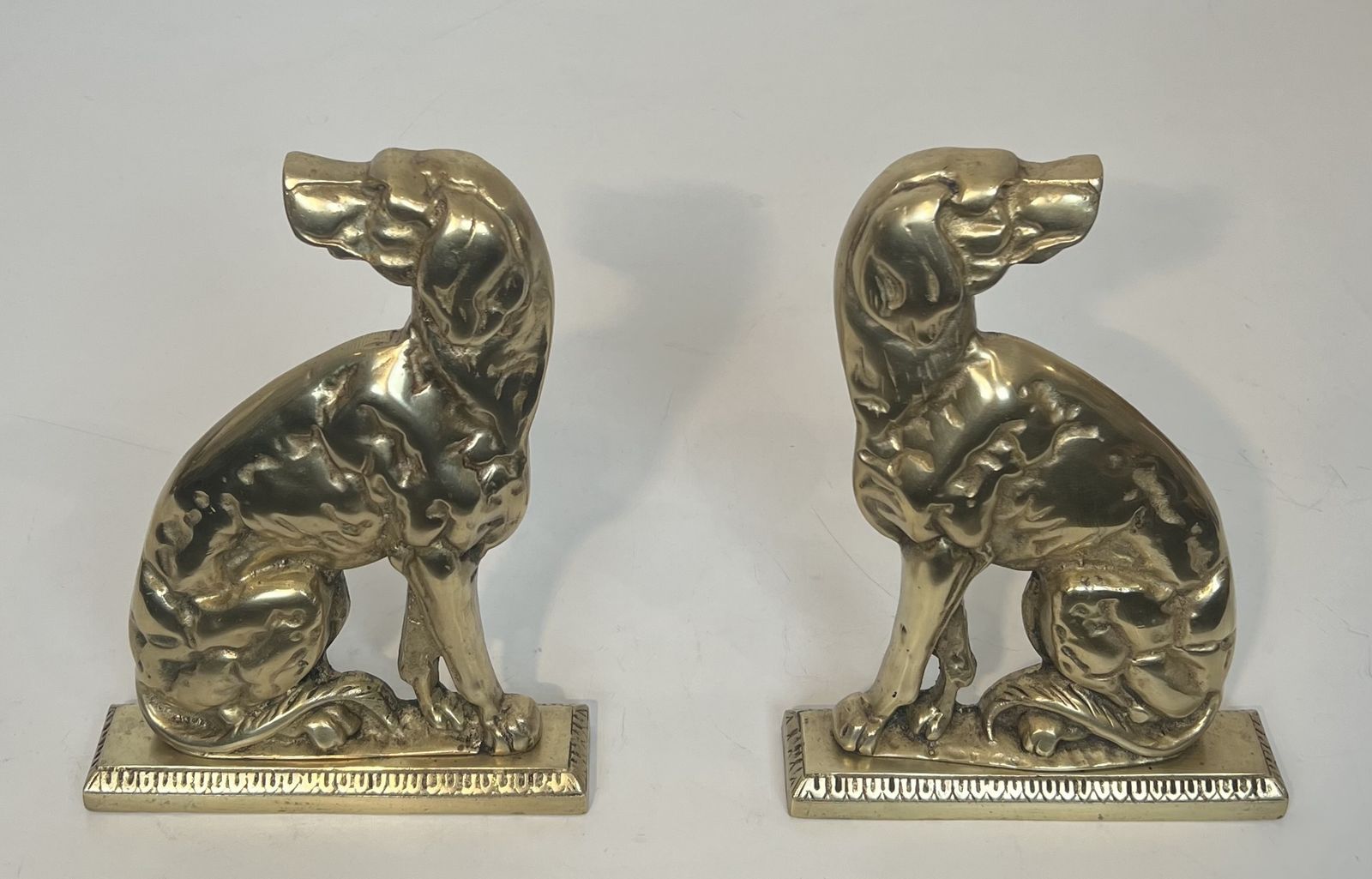 Pair Of Bronze Andirons Representing Dogs From The Art Deco Period photo for sale
