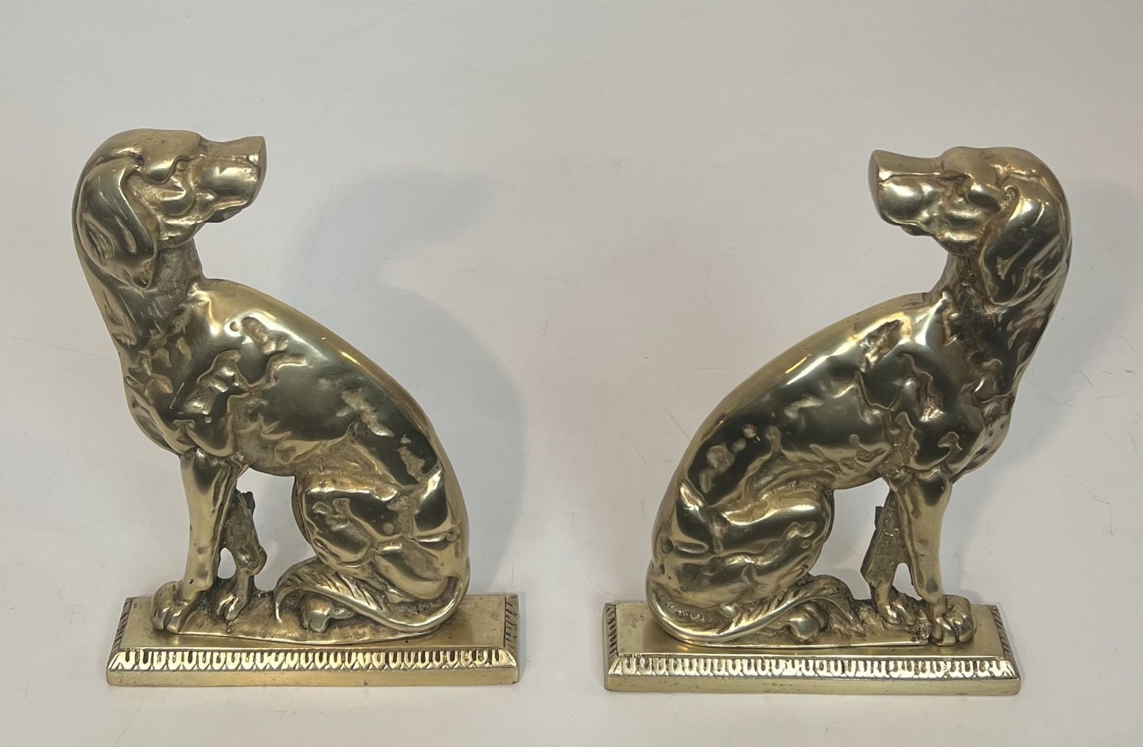 Home Fixtures Pair Of Bronze Andirons Representing Dogs From The Art Deco Period photo