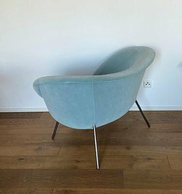 D.154.2 Armchair In Light Blue Suede Fabric By Gio Ponti, 2019 photo vinterior