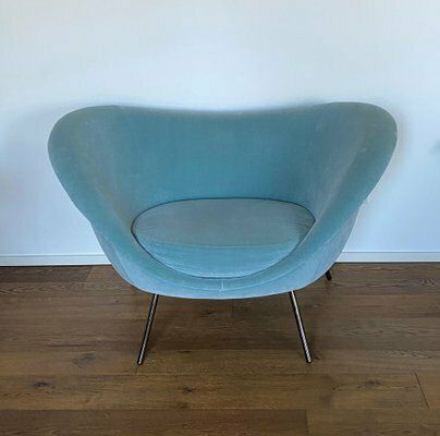 photo furniture D.154.2 Armchair In Light Blue Suede Fabric By Gio Ponti, 2019