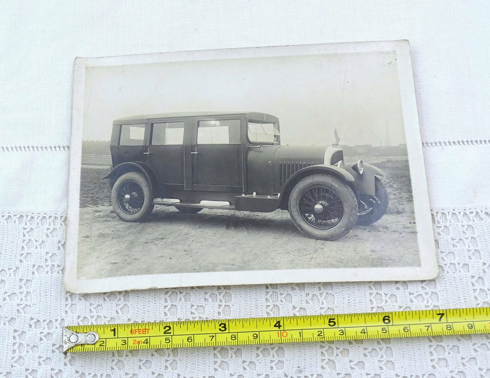 Antique French Large Gelatin Black And White Photograph Of 1920s Voisin Automobile C1, Vintage Early 20 Th Century Car Picture From France photo furniture
