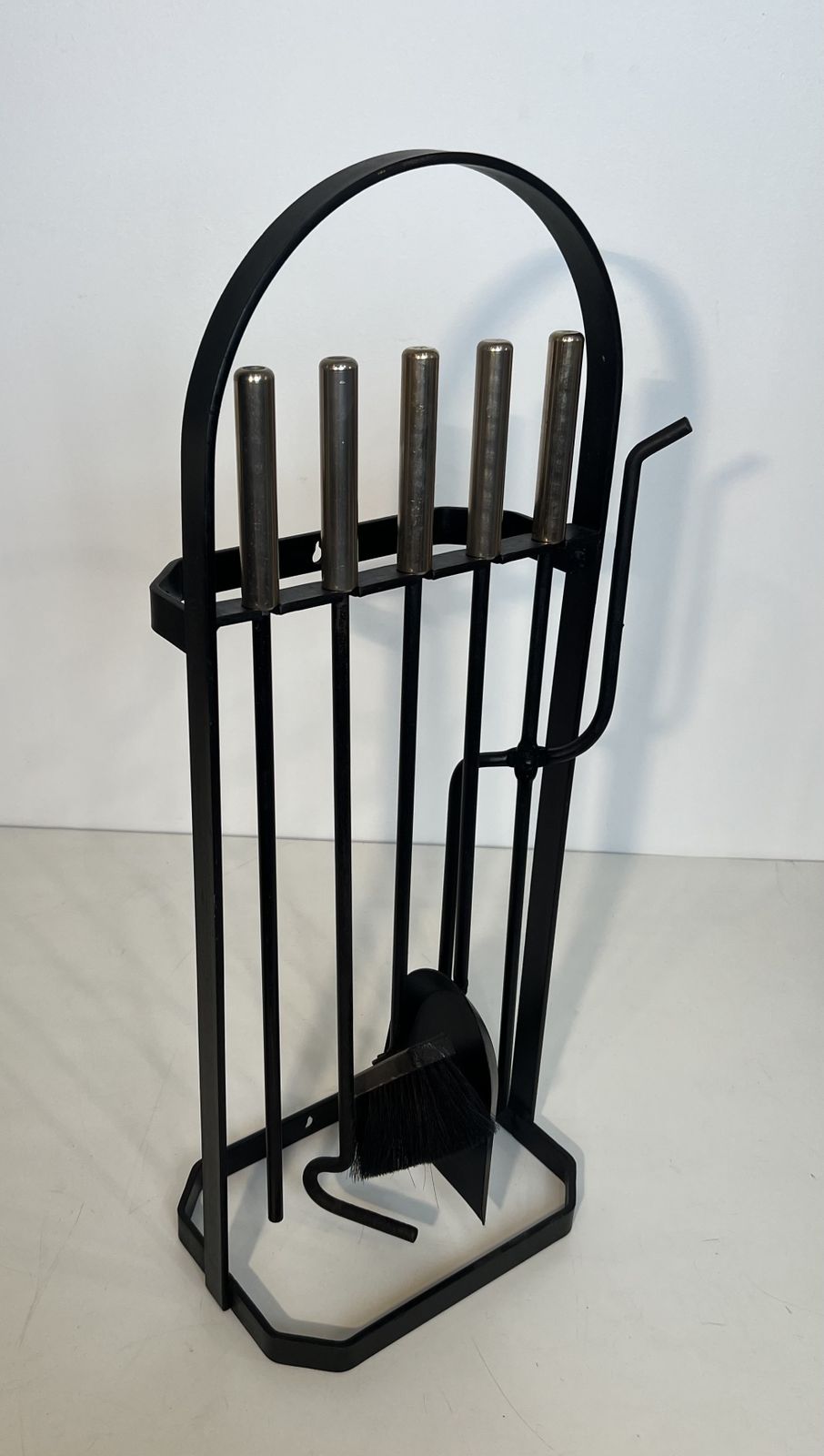 Black And Chrome Lacquered Metal Design Fire Kit