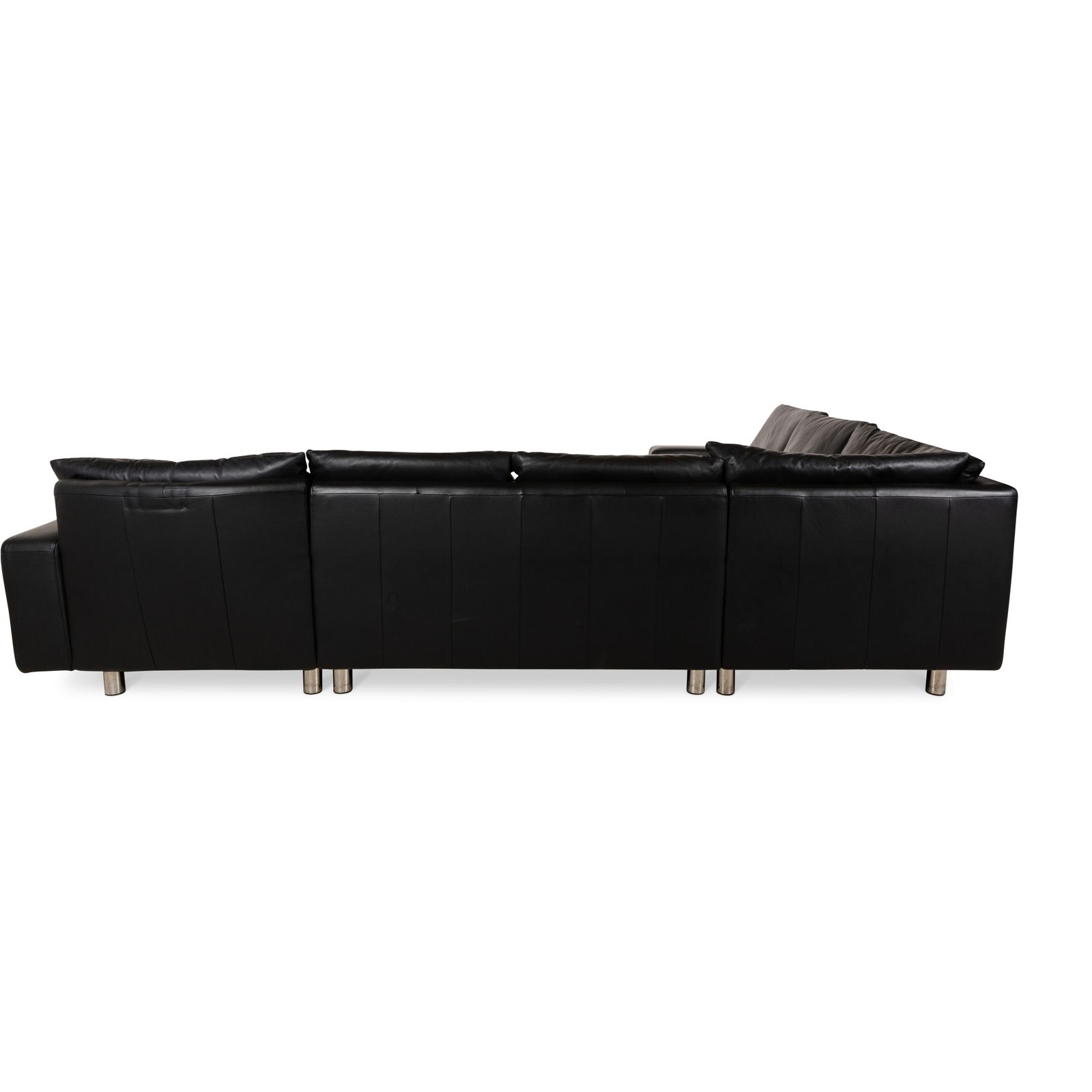 Canapé d'angle Stressless E200 en cuir noir, récamière droite photo vintage