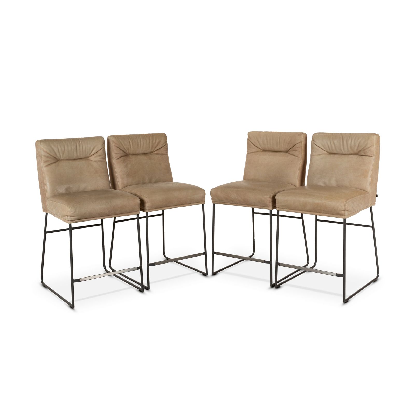 Lot de 4 chaises KFF D Light en cuir naturel beige