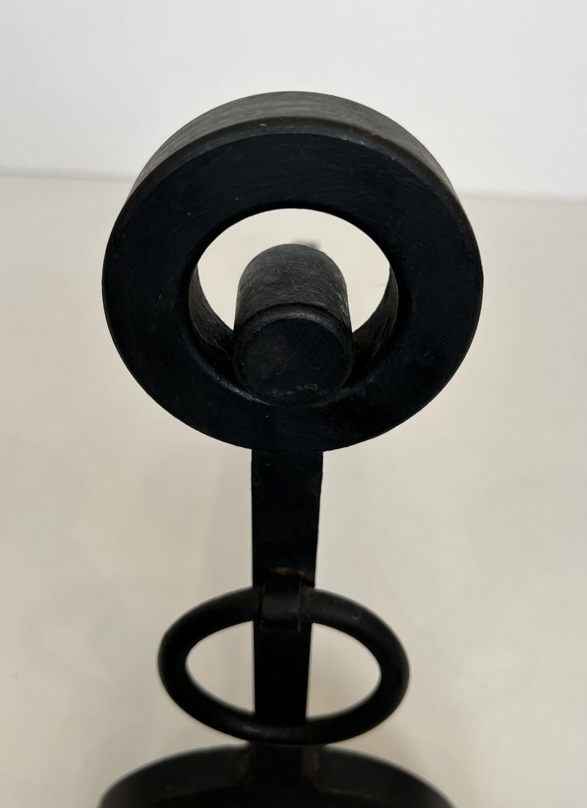 Pair Of Modernist Wrought Iron Andirons photo vintage