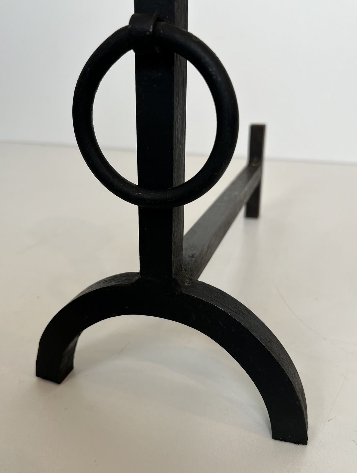 Home Fixtures Pair Of Modernist Wrought Iron Andirons photo