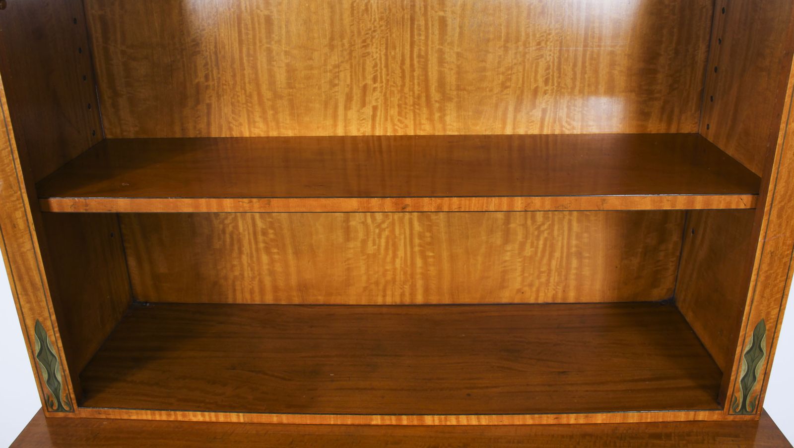 Vintage English Sheraton Revival Satin Wood Open Bookcase 20th C photo vintage