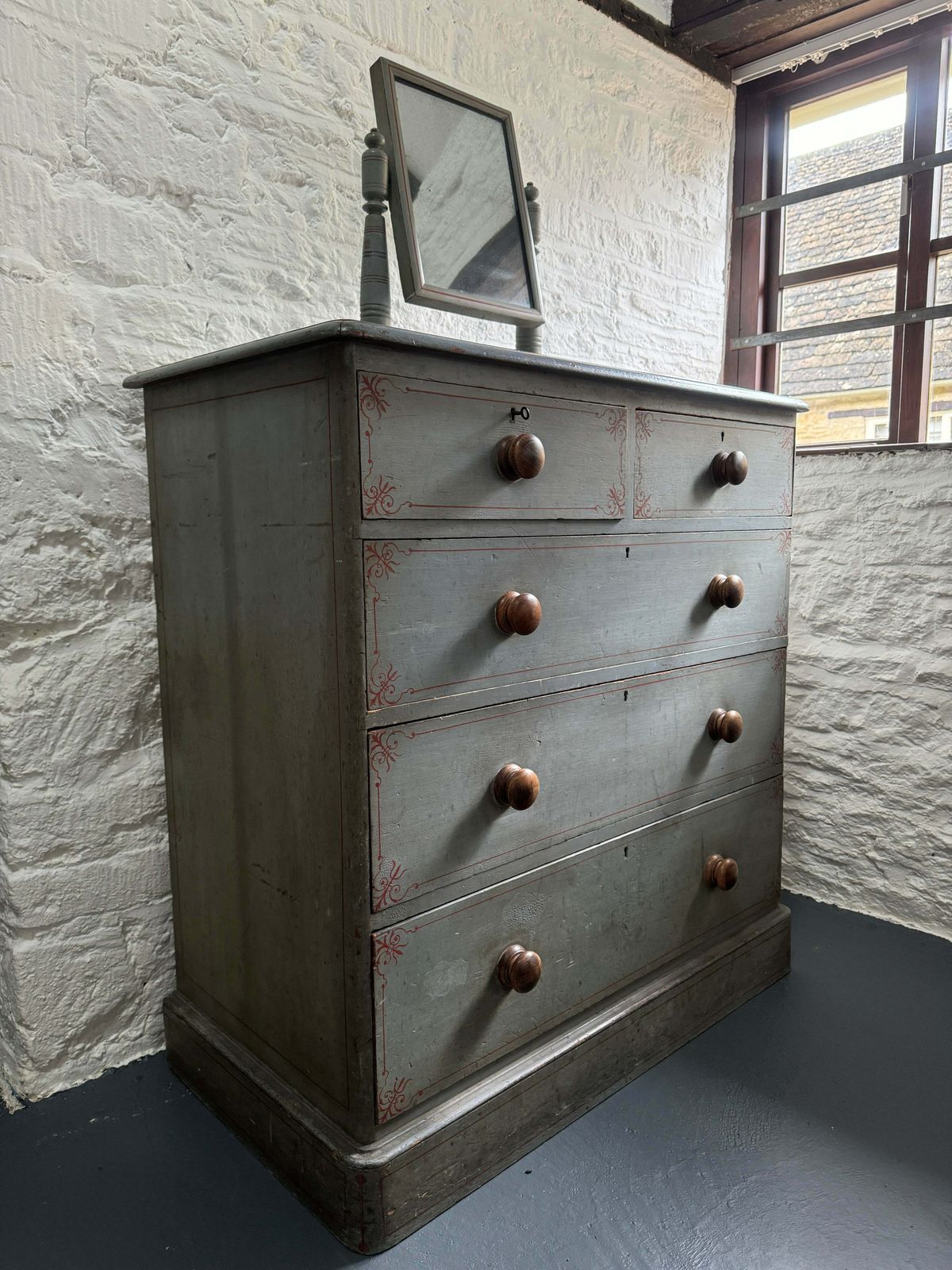 Original Painted Victorian Chest Of Drawers photo vintage