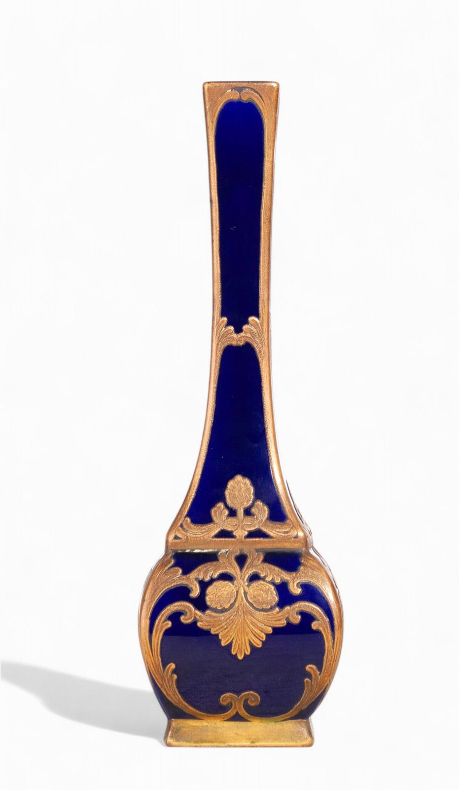Early 20th Century Art Nouveau Enameled And Gilt Blue Sèvres Porcelain Vase By Paul Milet, France photo for sale