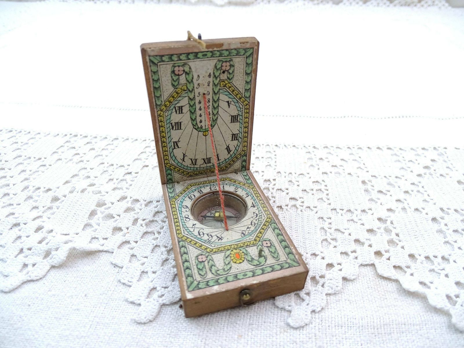 Antique 1790s Rare Diptych Sundial / Compass From Germany By Johann Georg Kleininger Nuremberg, 18th Century Scientific Measuring Tool photo furniture