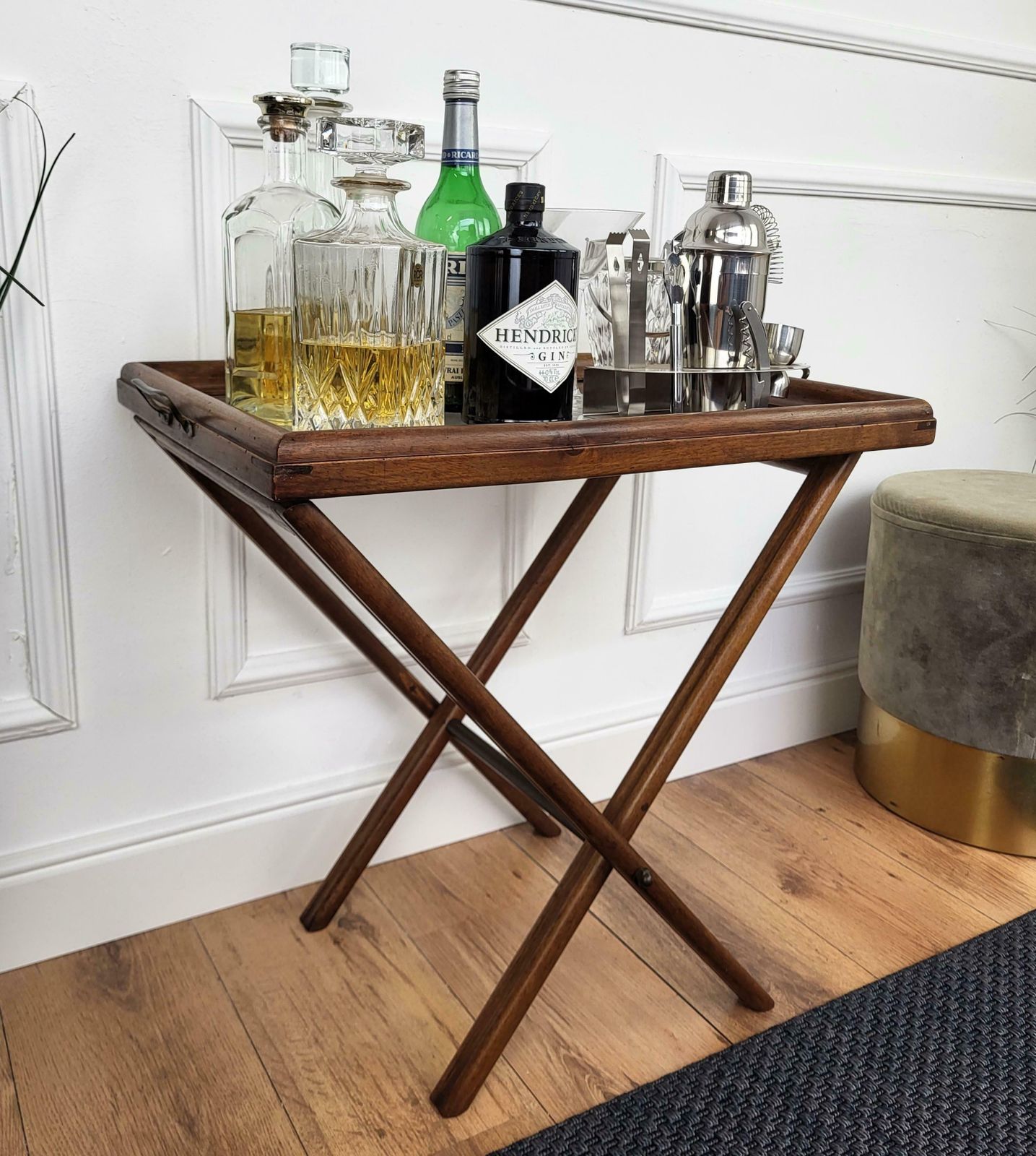 Italian Wooden Folding Serving Table Butlers Tray Stand Dry Bar photo for sale