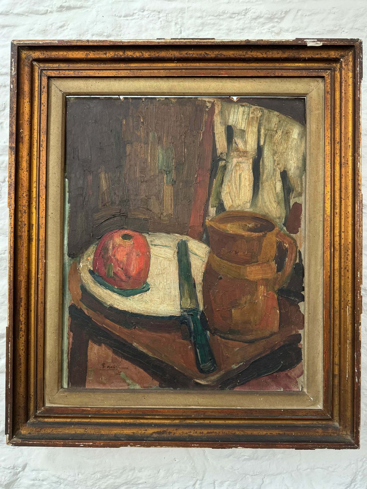 Vintage Oil In Gilded Wooden Frame   The Apple photo furniture