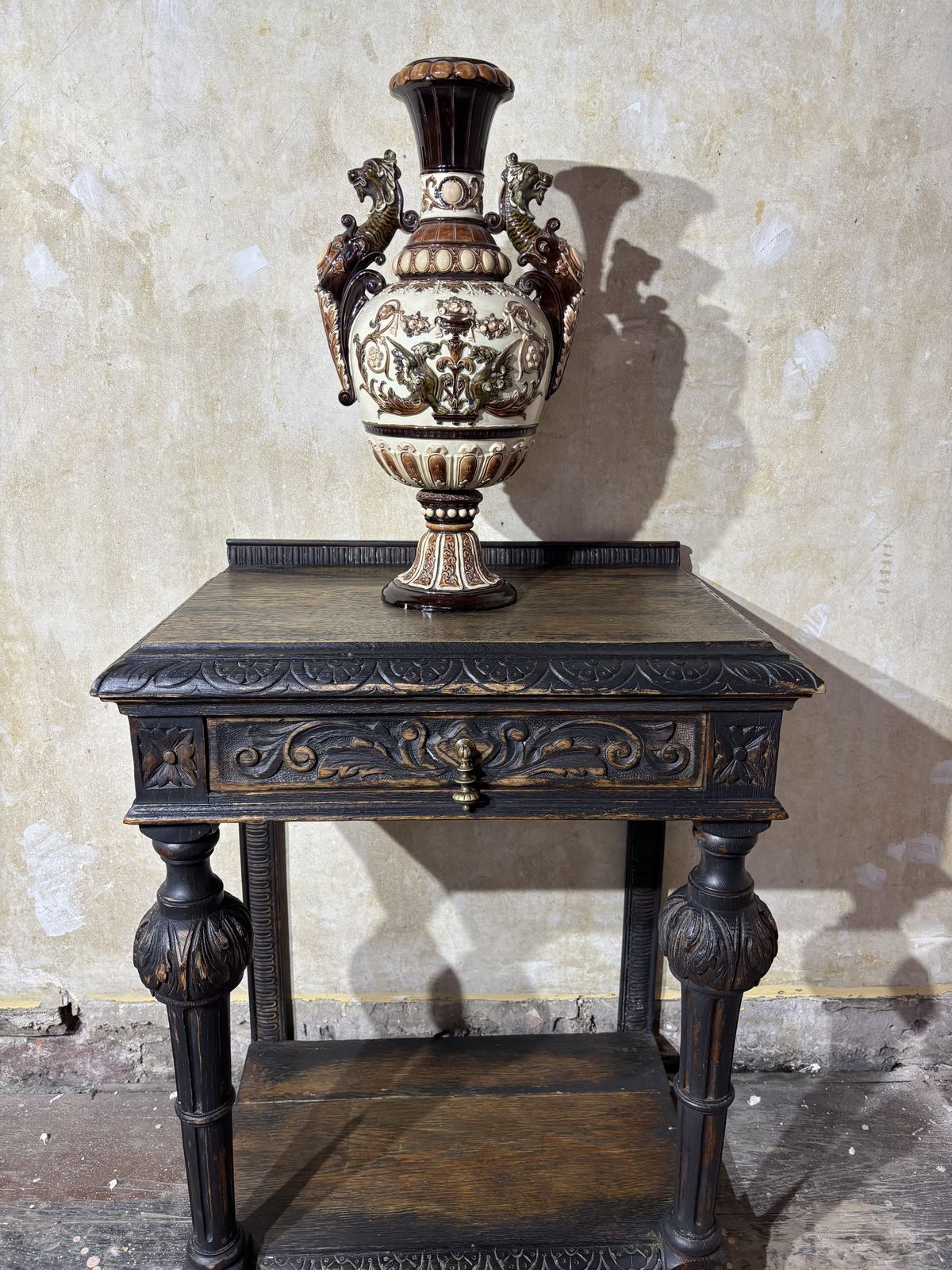 Jacobean Flemish Oak Table Ebonised And Polished Finish photo furniture