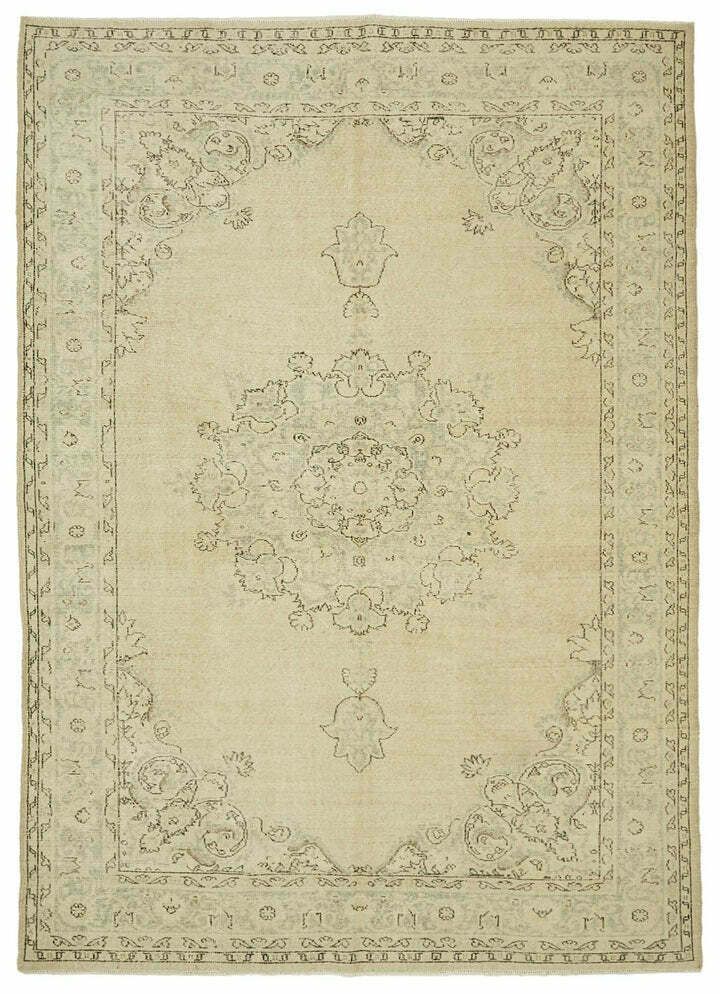 Handmade Beige Turkish Vintage Area Rug 219 Cm X 305 Cm