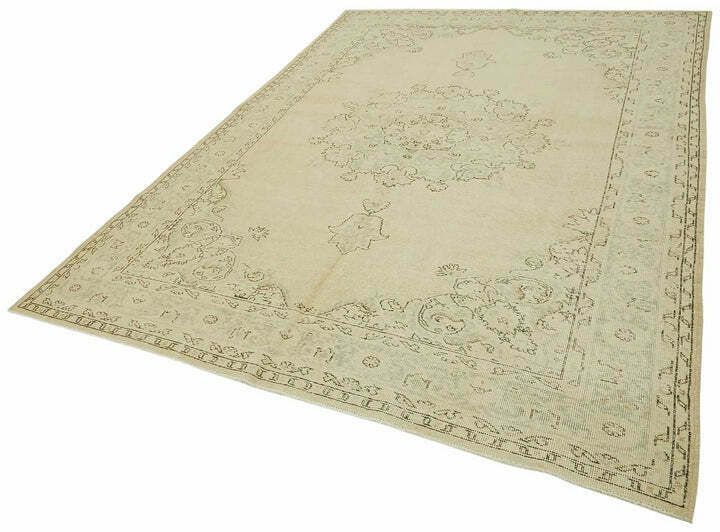 Handmade Beige Turkish Vintage Area Rug 219 Cm X 305 Cm photo for sale