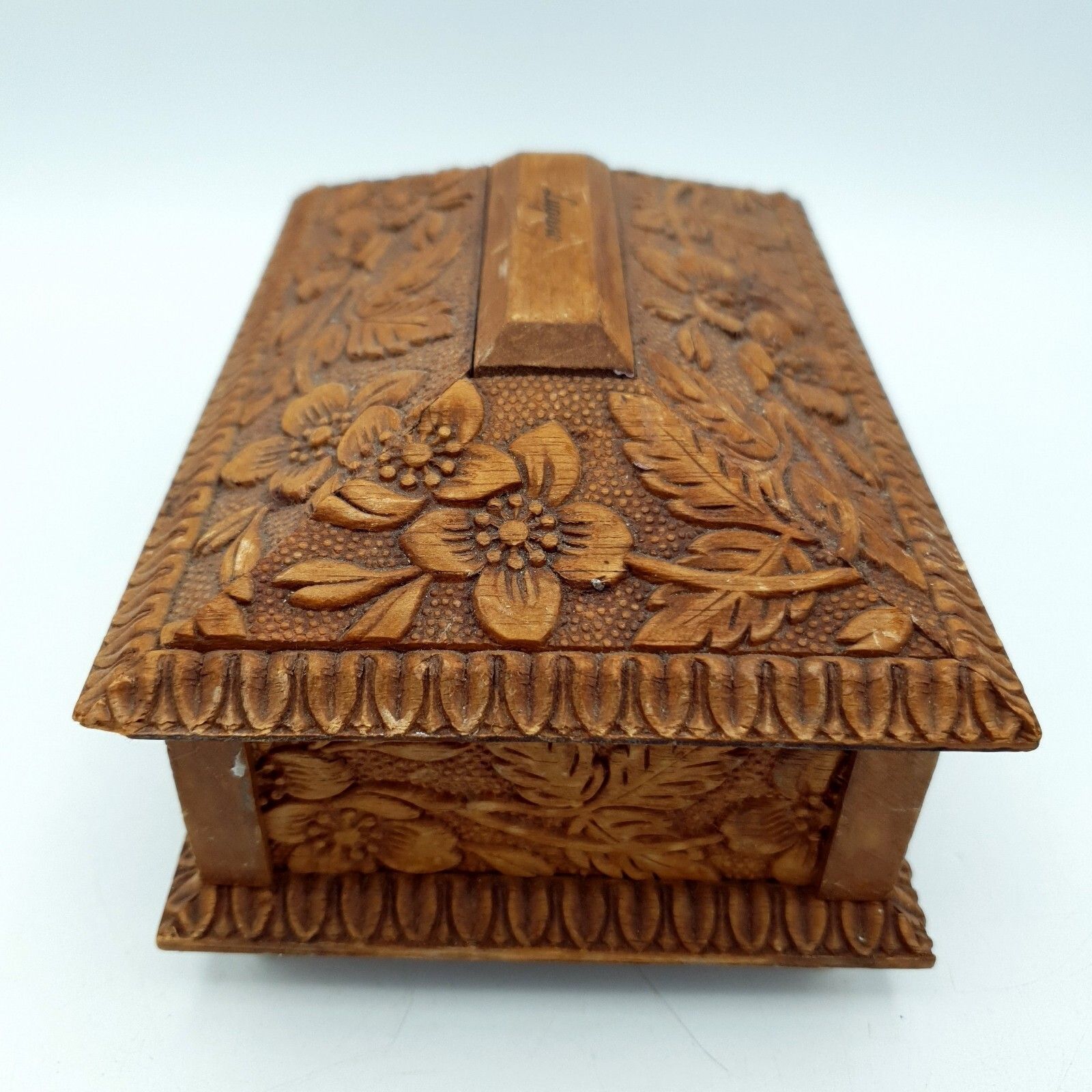 Swiss Music Box Lugano Handcarved Decorative Floral Jewellery Box L16cmxh9cmx11c photo Home Decor