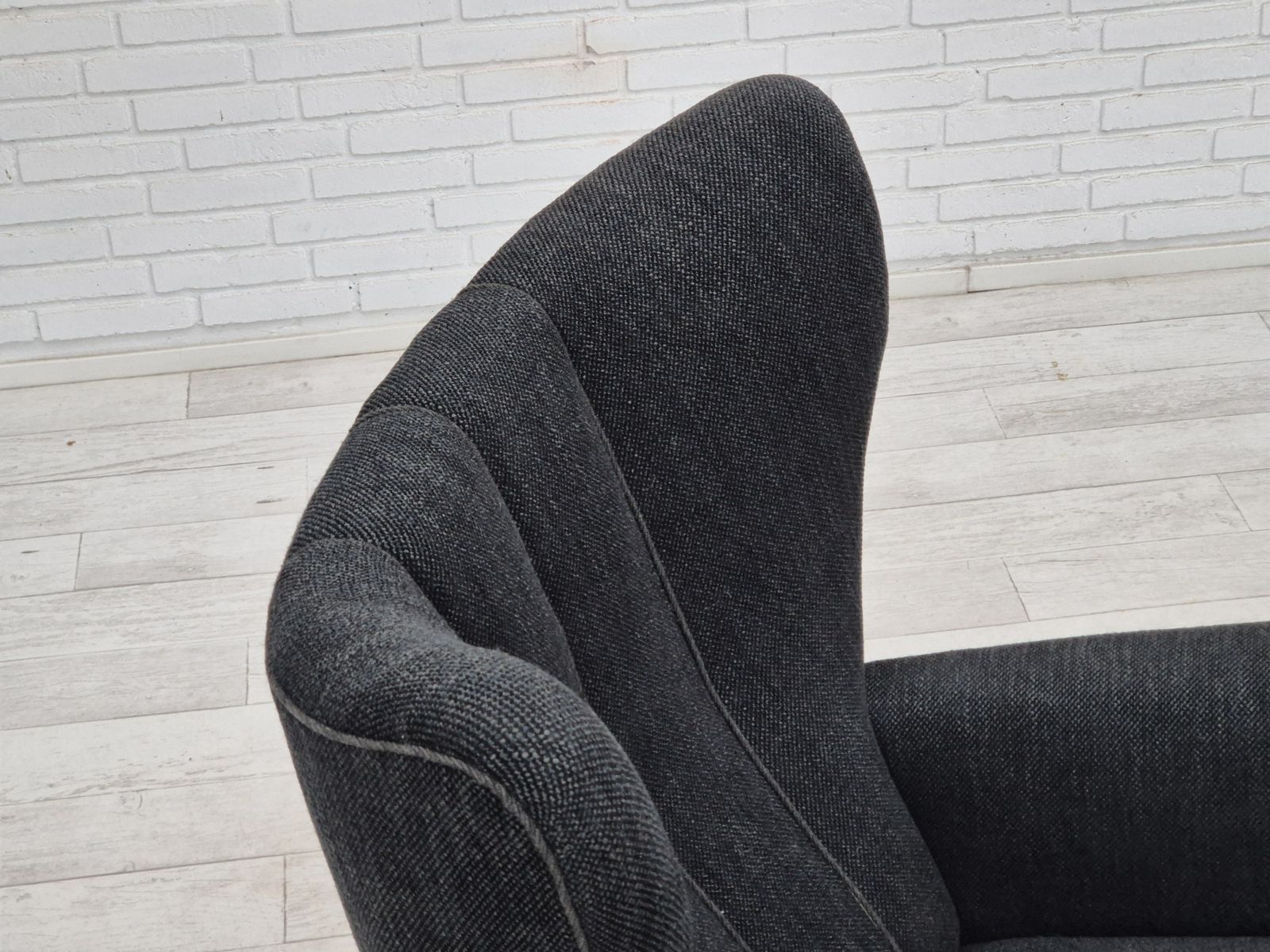 1960s, Danish Relax Armchair, Reupholstered, Gray Furniture Fabric. photo 1495.0