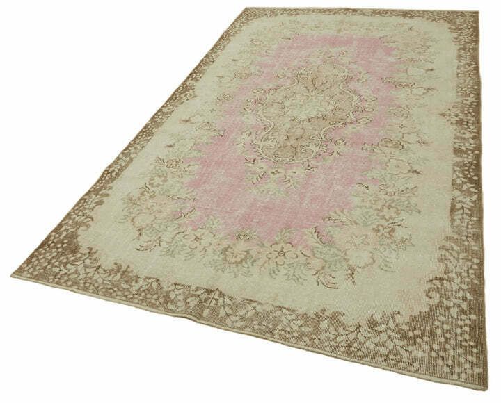 Handmade Beige Turkish Vintage Area Rug 305 Cm X 182 Cm photo for sale
