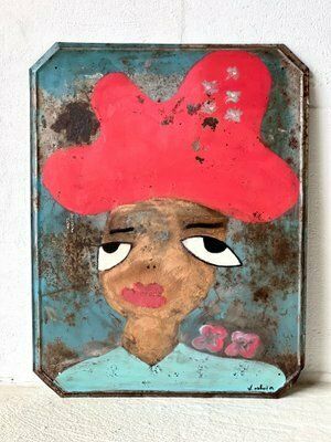 Elvira, Portret, Jaren 2000, Schilderij Op Metaal
