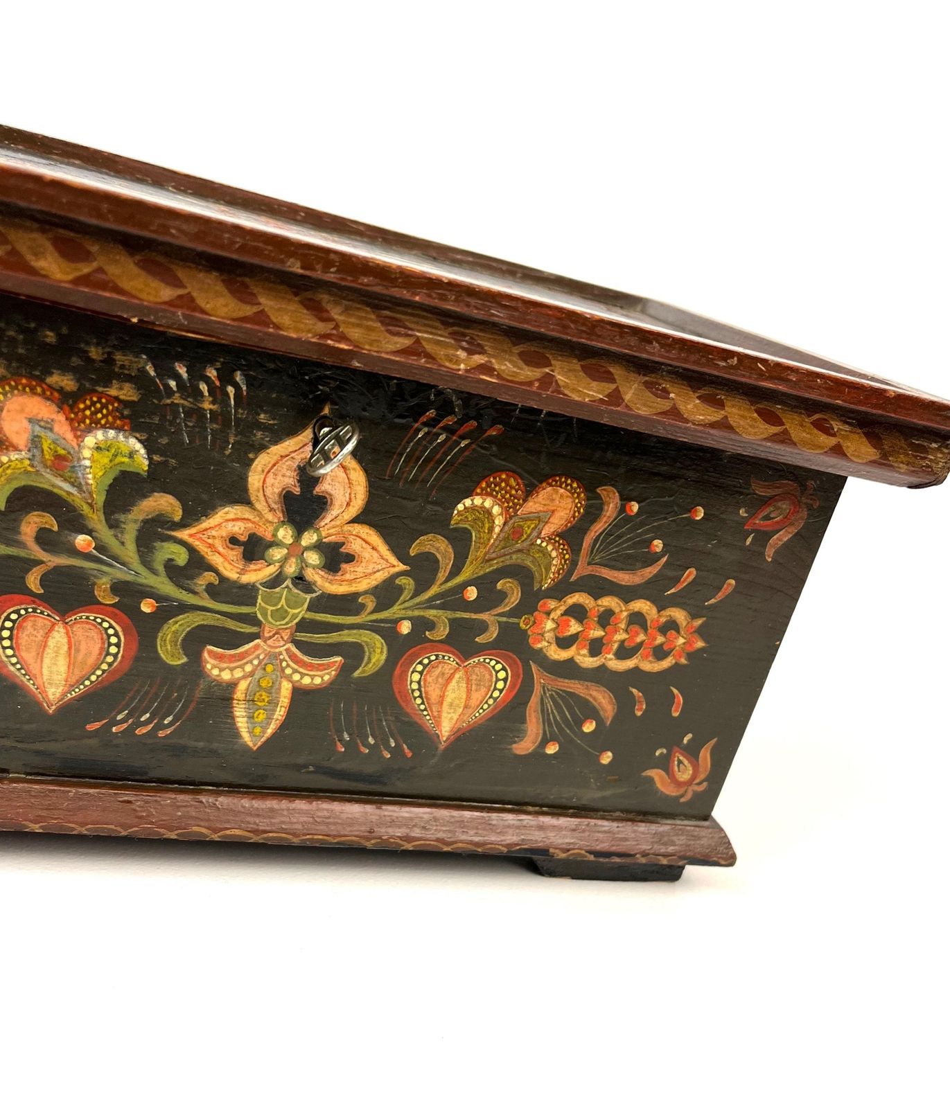 Stunning Antique Black Forest Hand Painted Wooden Jewelry Box Germany 1850 photo 390.0