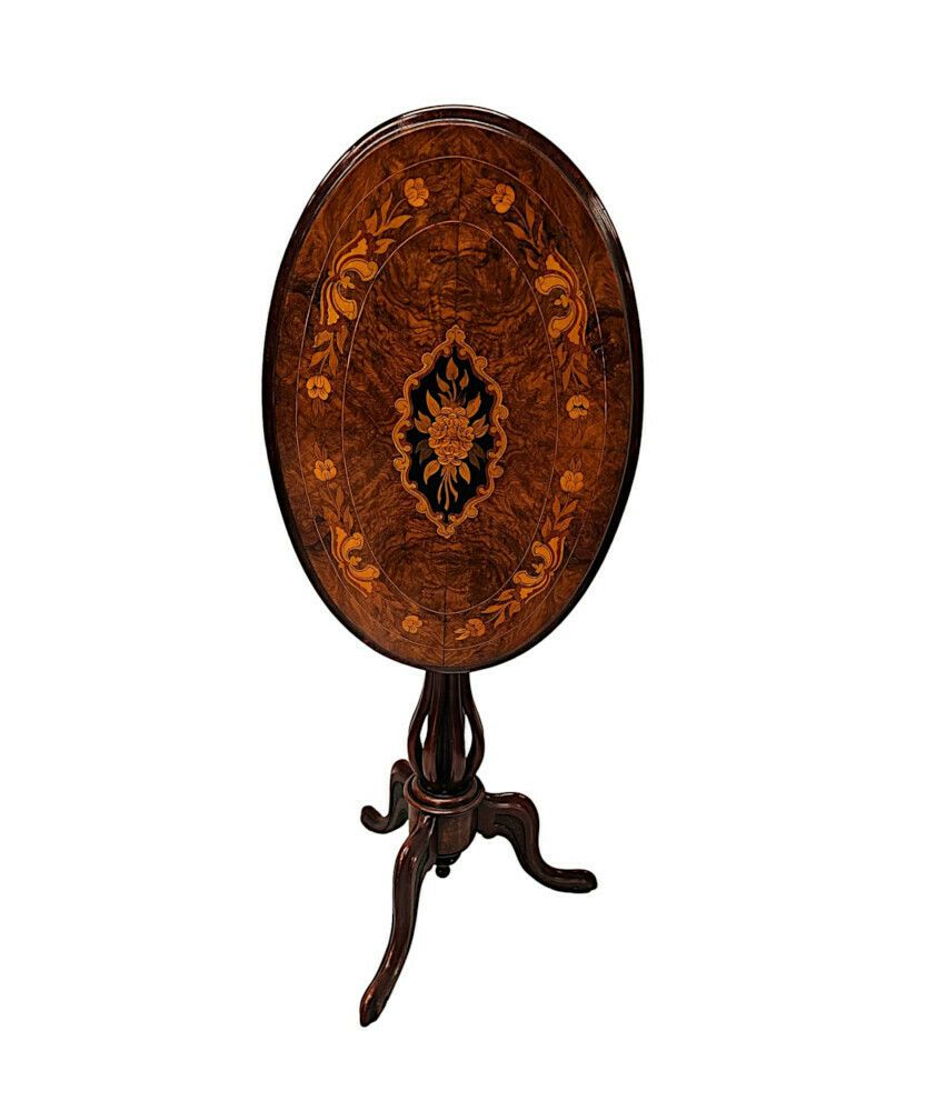 A Stunning 19th Century Marquetry Inlaid Flip Top Occasional Or Lamp Table photo furniture