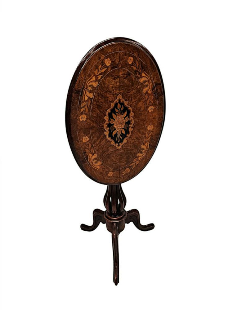 A Stunning 19th Century Marquetry Inlaid Flip Top Occasional Or Lamp Table photo 1620.0162