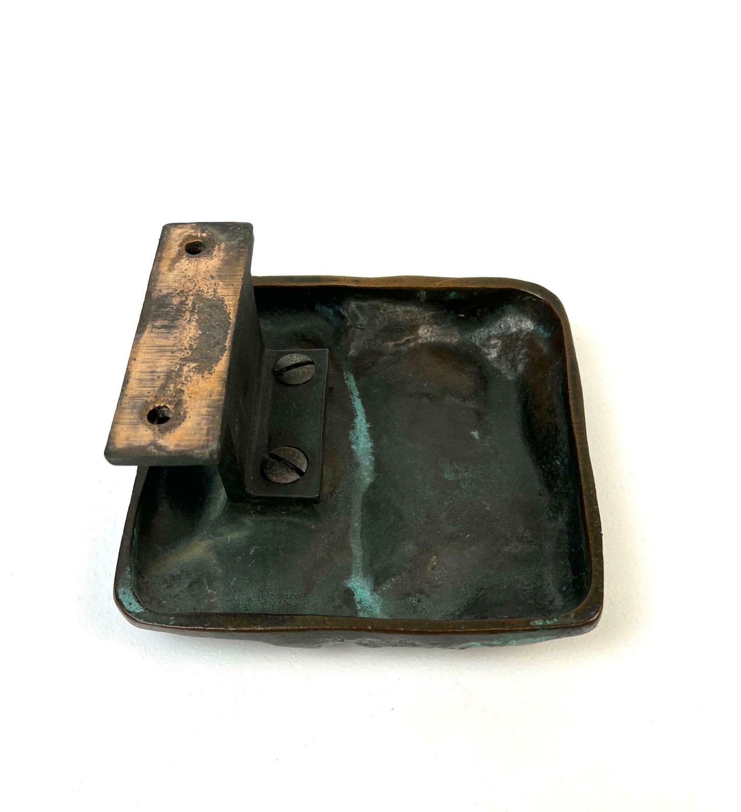 Stunning Mid Century Solid Abstract Brutalist Bronze Front Door Handle 1960 photo vinterior