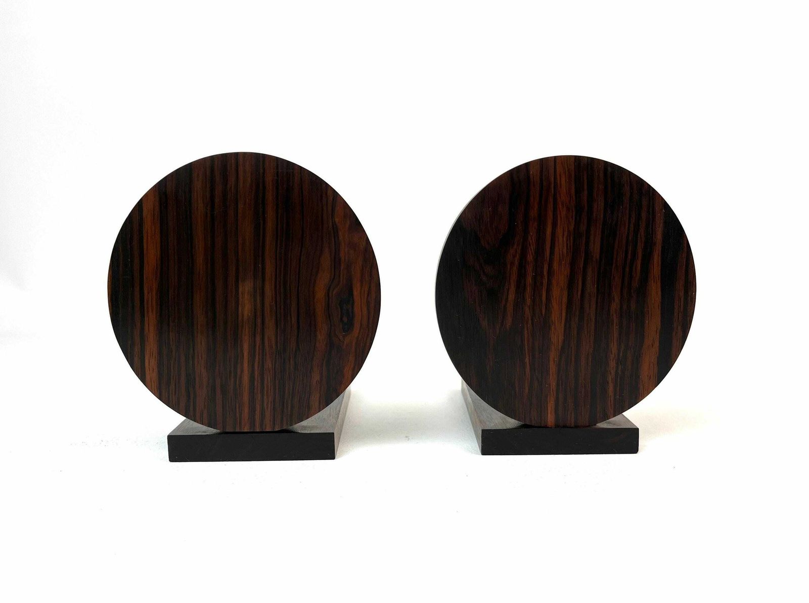 Stunning Bauhaus Art Deco Avantgarde Geometric Cubist Pair Rosewood Chrome Bookends photo vintage