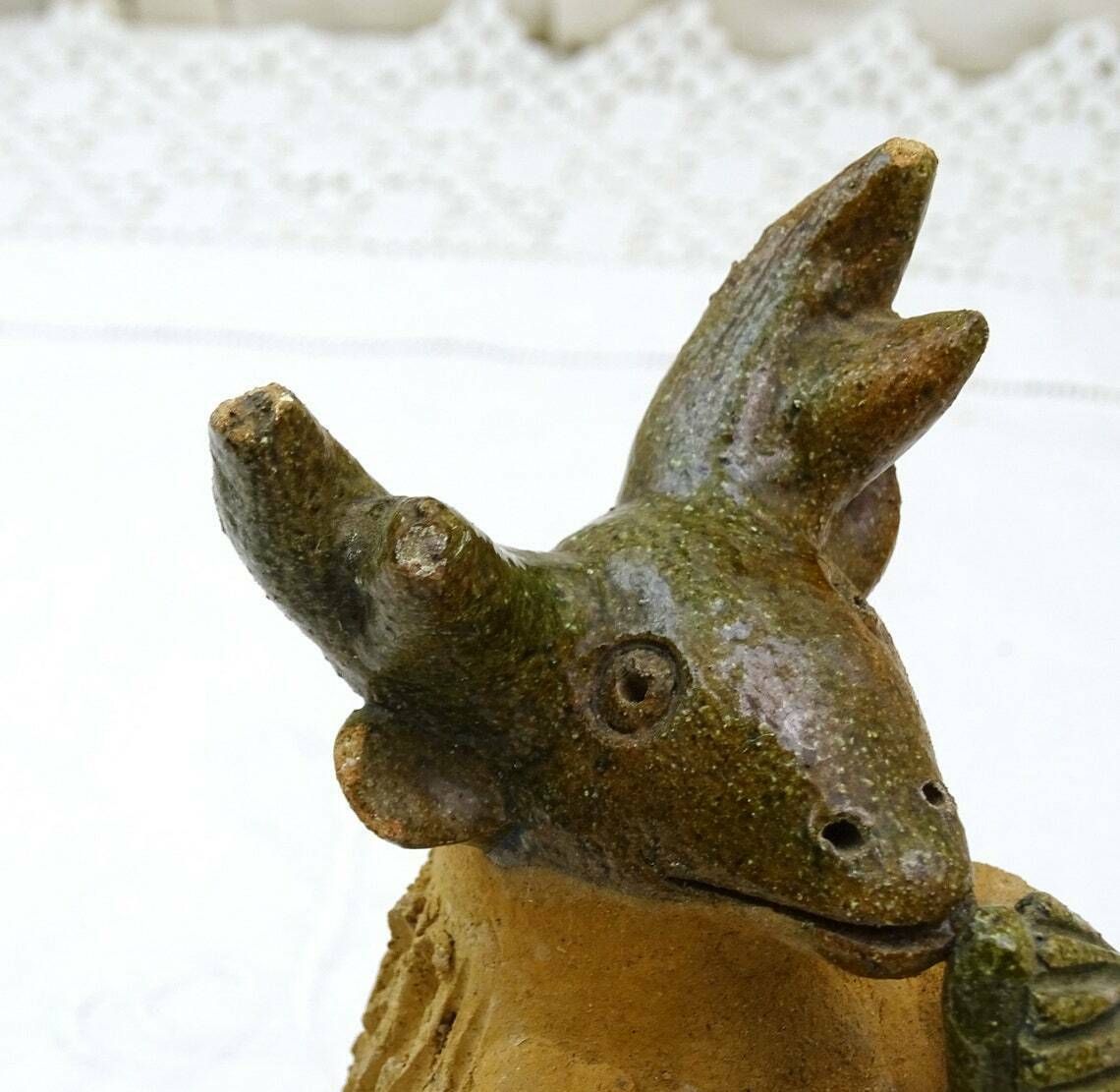 Antique French Traditional Normandy Pre D'auge Pottery Lavender Diffuser For Armoires  Wardrobes Shaped As Mythical Animal Playing A Horn photo buy