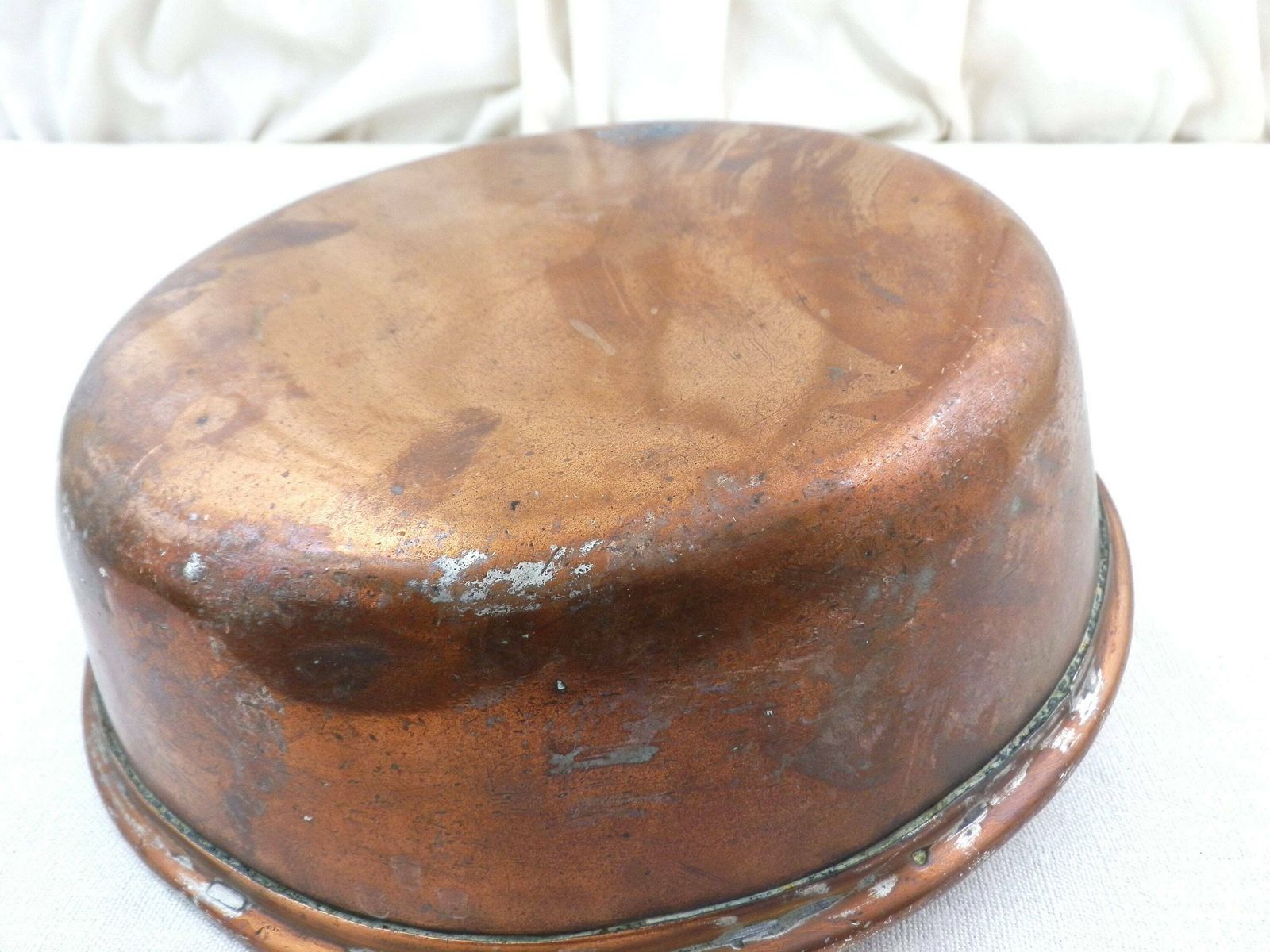 French Antique 19th Century Tin Lined Copper Cooking Pan 20 By Jr With Forged Iron Handle, Vintage Country Chateau Kitchenware From France photo vinterior