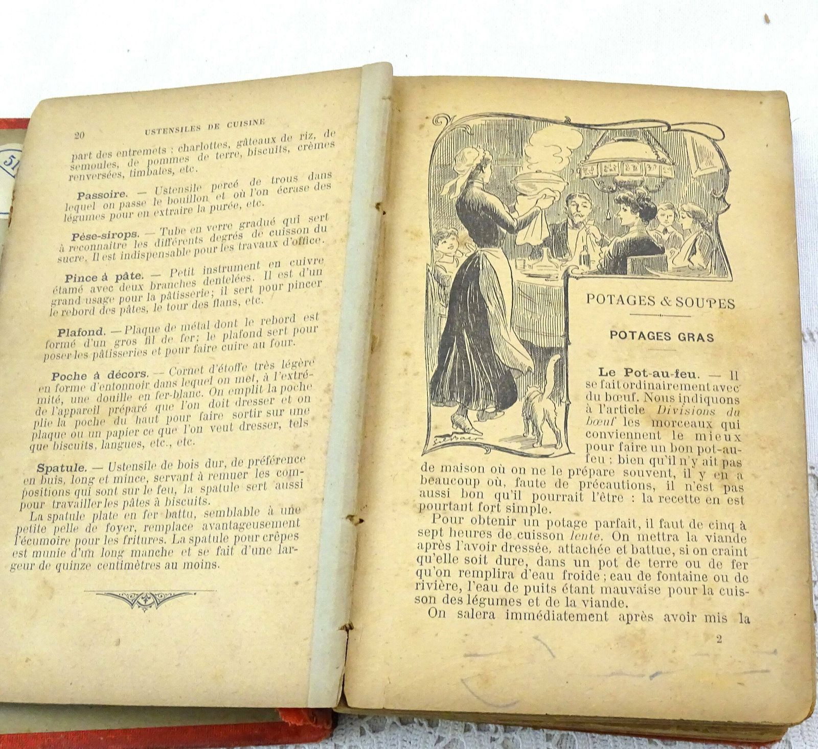 Antique French Well Used Cookbook Guide De La Bonne Cusiniere, Written In French, Vintage Cuisine Cooking From Paris France, Old Recipes photo Home Decor