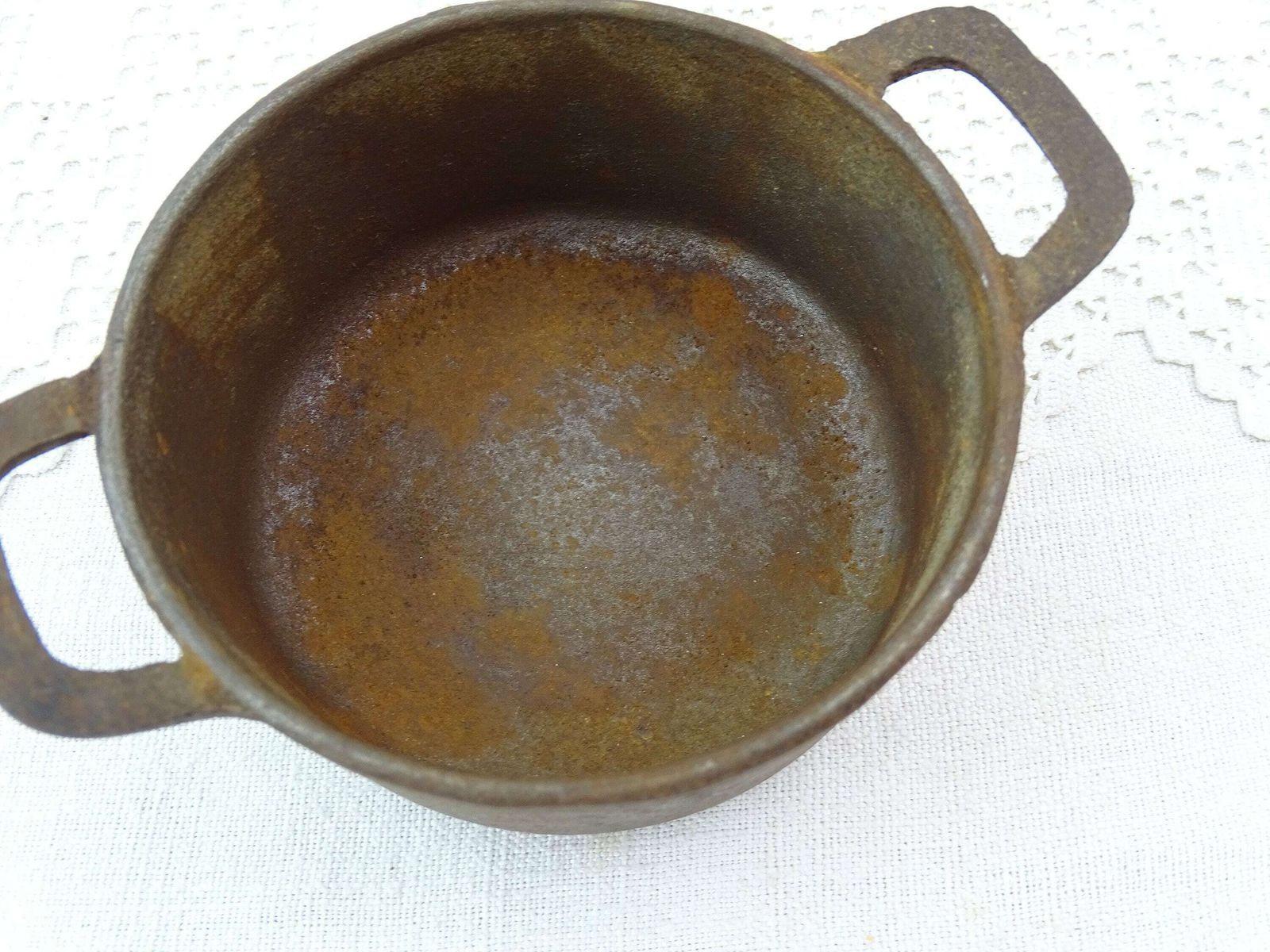 Small Toy Vintage French Cast Iron Cooking Pot With 2 Side Handles, Tiny Retro Le Creuset Casserole Style Pan From France, Kids Cooking Item photo for sale