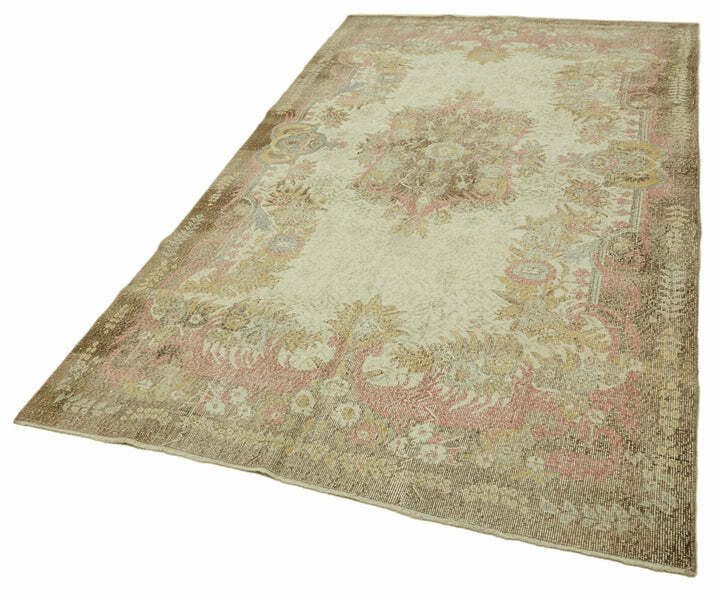 Handmade Beige Turkish Vintage Area Rug 185 Cm X 313 Cm photo for sale