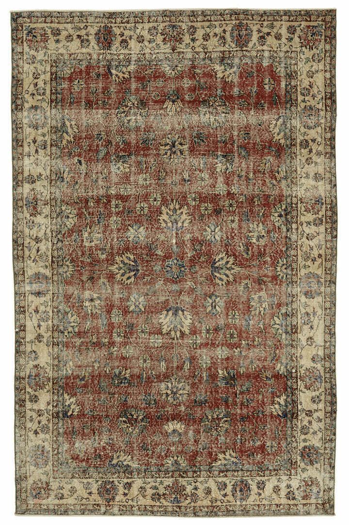 Handmade Beige Turkish Vintage Area Rug 198 Cm X 318 Cm