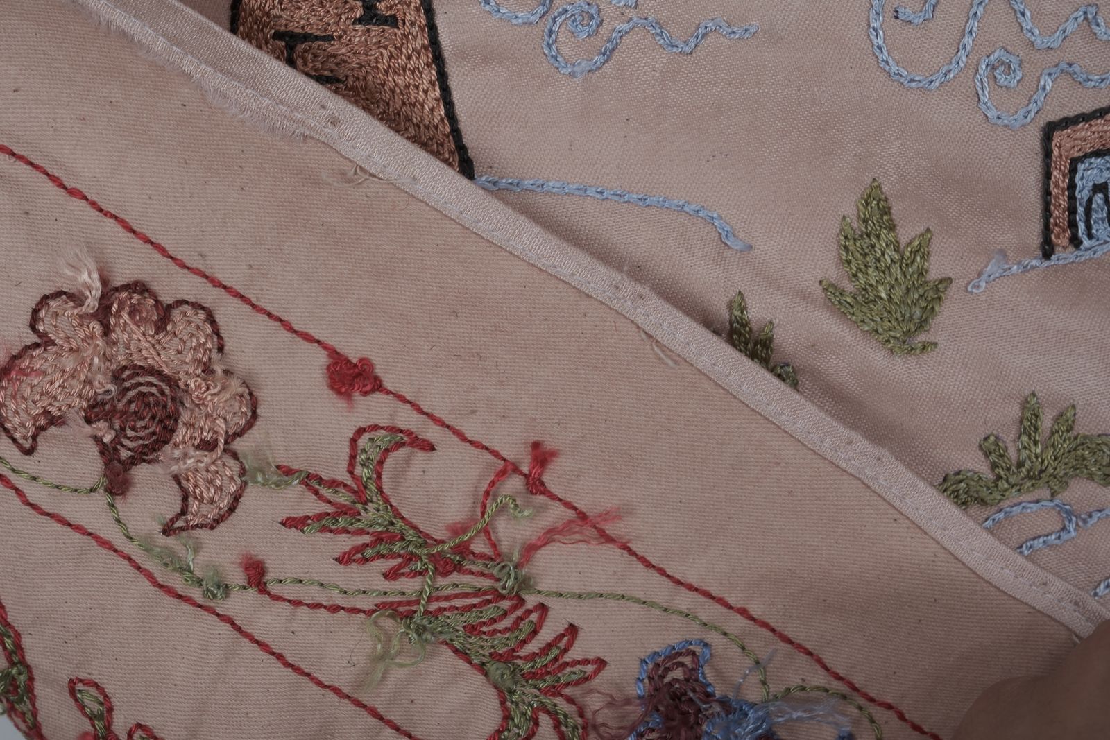 photo for sale Tashkent Suzani Animal Silk Tablecloth Case Made From A 19th Century Textile, Uzbek Wall Hanging Decor   Silk Camel Runner