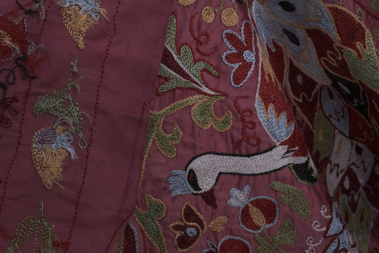 Handmade Pink Suzani Wall Hanging   Embroidered Floral And Bird Design Wall Decor 1'8'' X 6'1'' photo furniture
