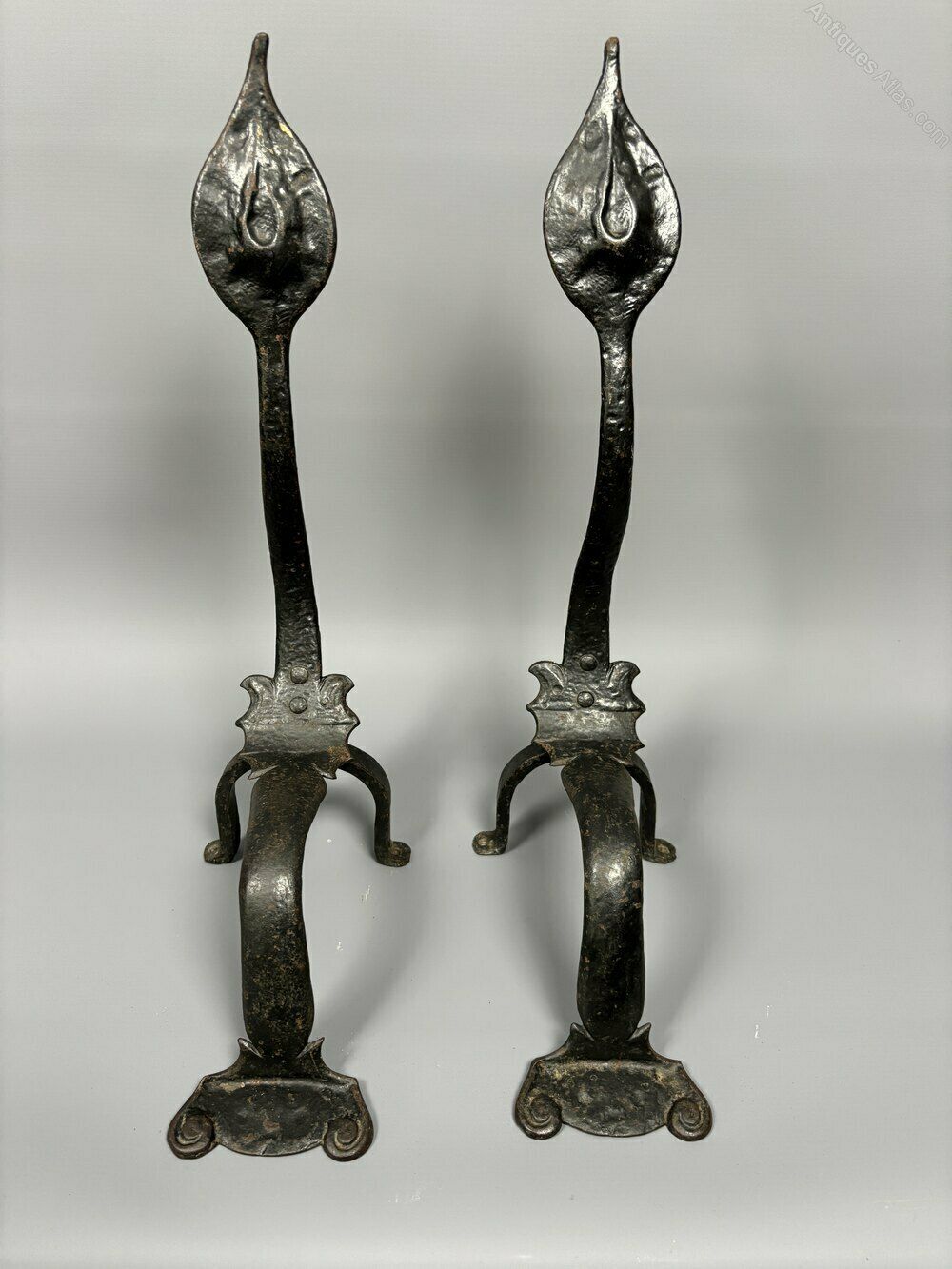 Pair Of Arts & Crafts Steel Firedogs