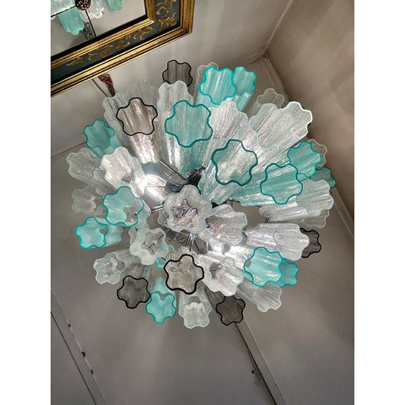 Green And Fumè "Tronchi" Murano Style Glass Chandelier photo for sale