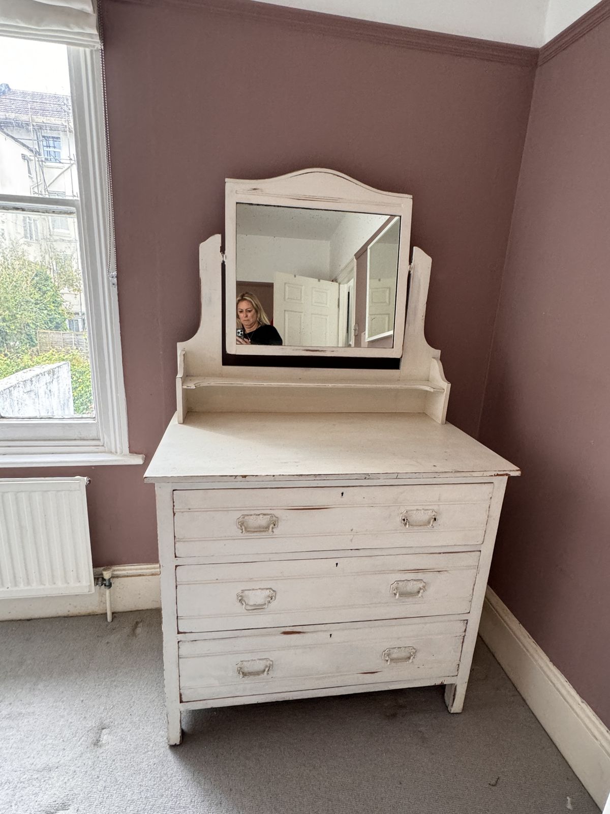photo for sale Shabby Chic Chests Of Drawers   3 Deep Drawers & Vanity Mirror