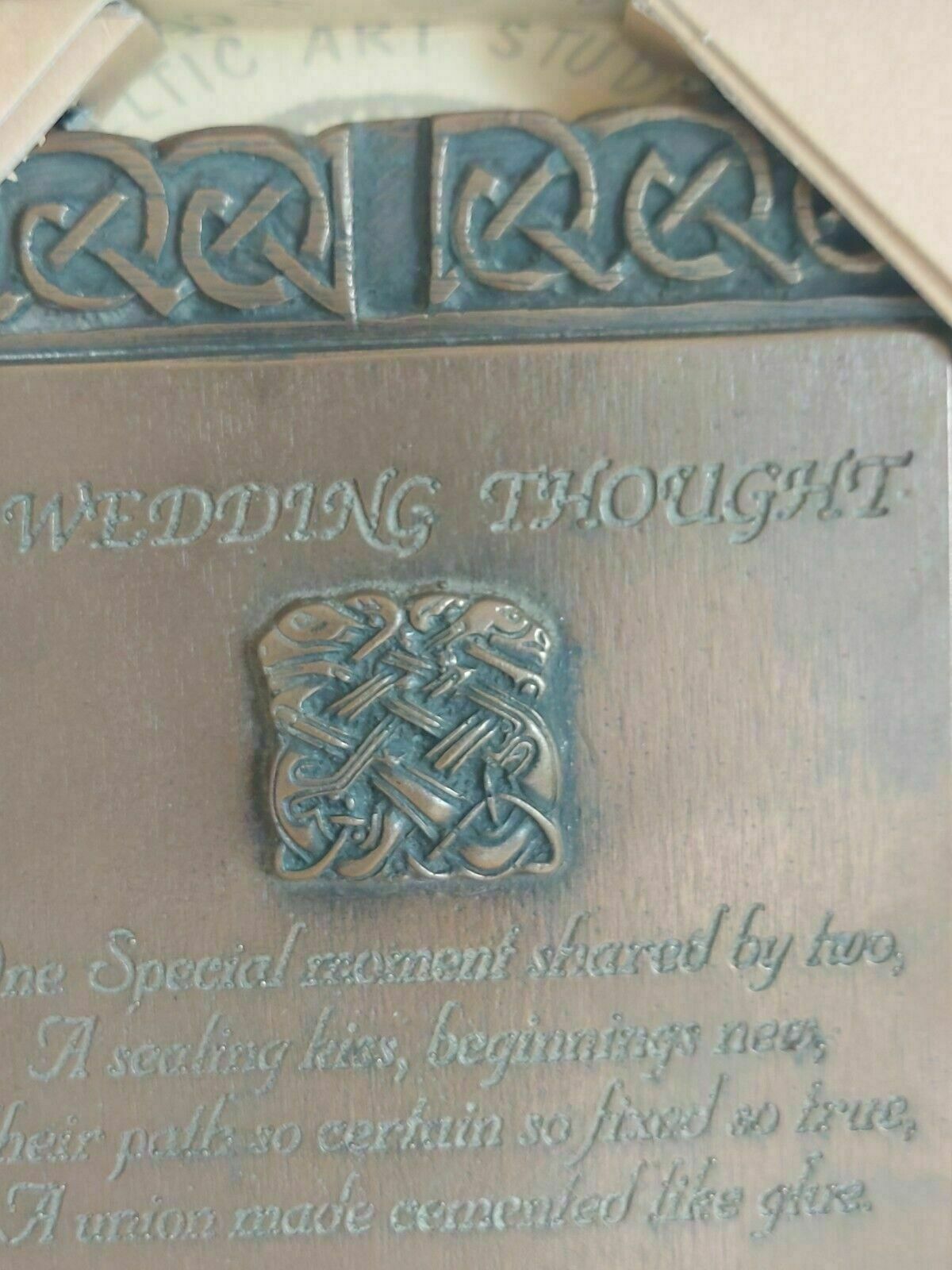 Wedding Thought Plaque Irish Celtic Art Studio Bronze Finish Wall Boxed Hanging photo for sale