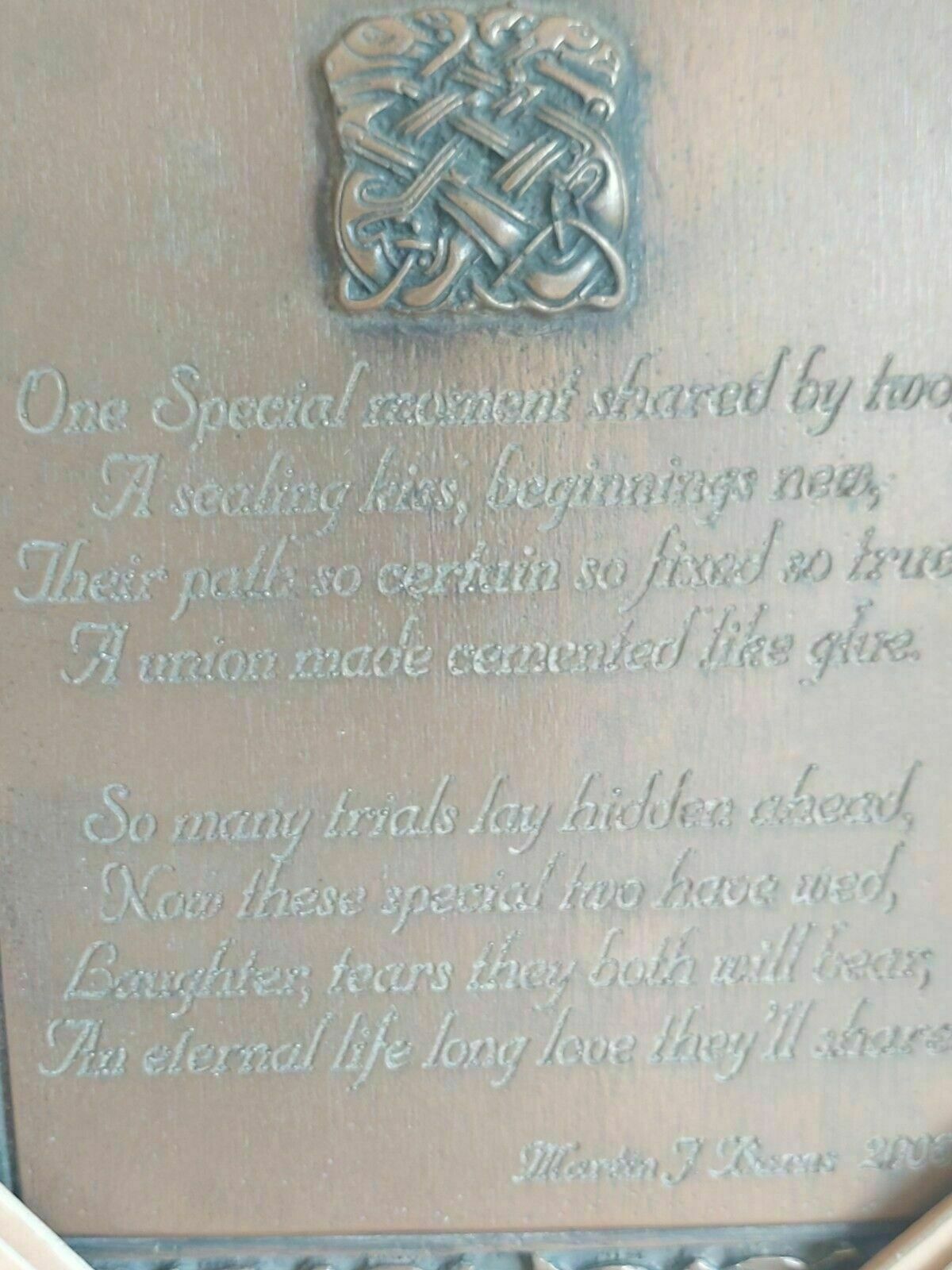 Wedding Thought Plaque Irish Celtic Art Studio Bronze Finish Wall Boxed Hanging photo Art