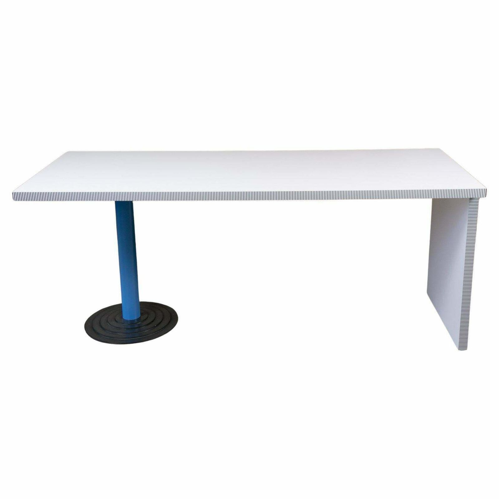 Mid Century Modern White Blue Desk By Antonia Astori For Driade, Italy 1980s