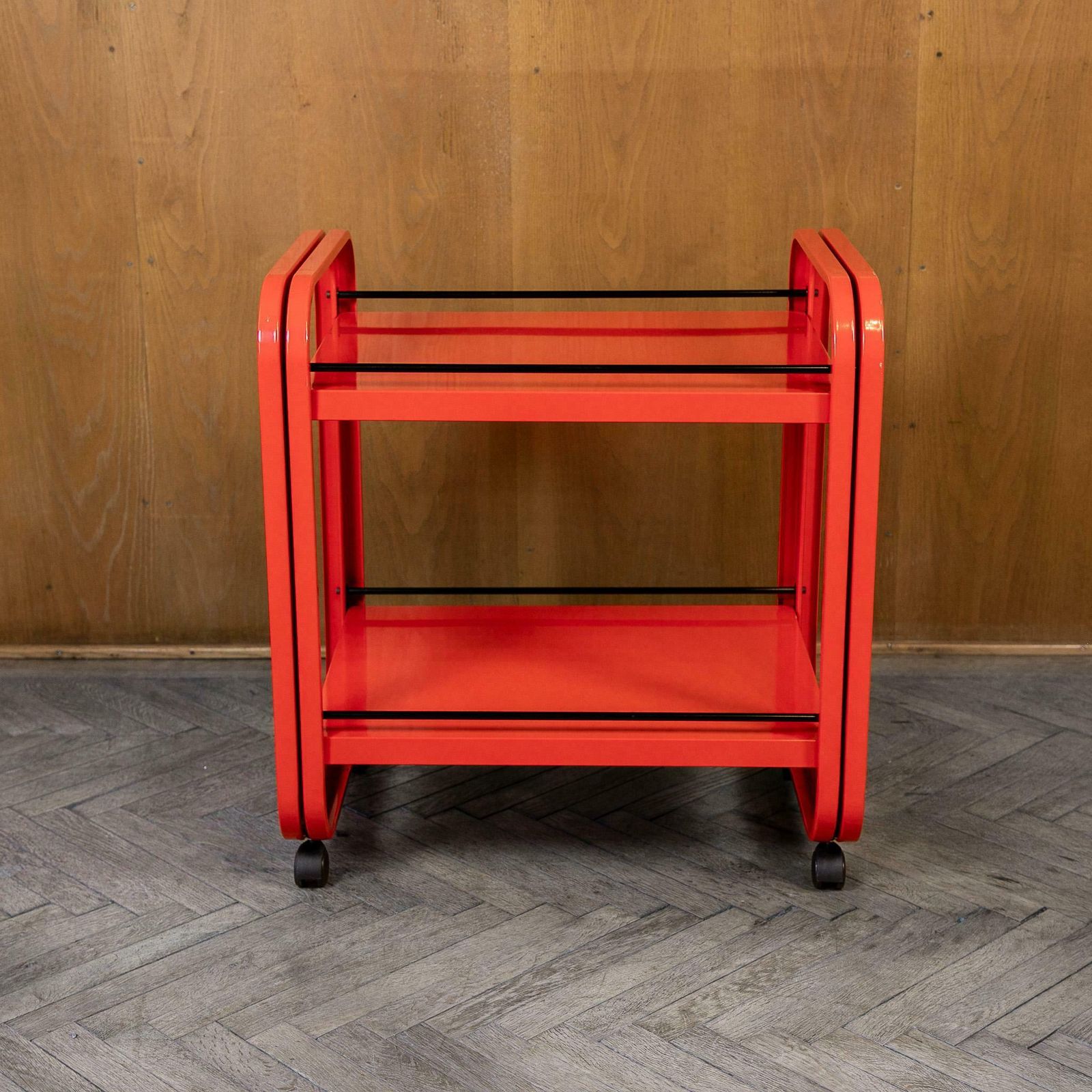 Postmodern Red Metal Trolley For Secco, Italy 1980s photo furniture