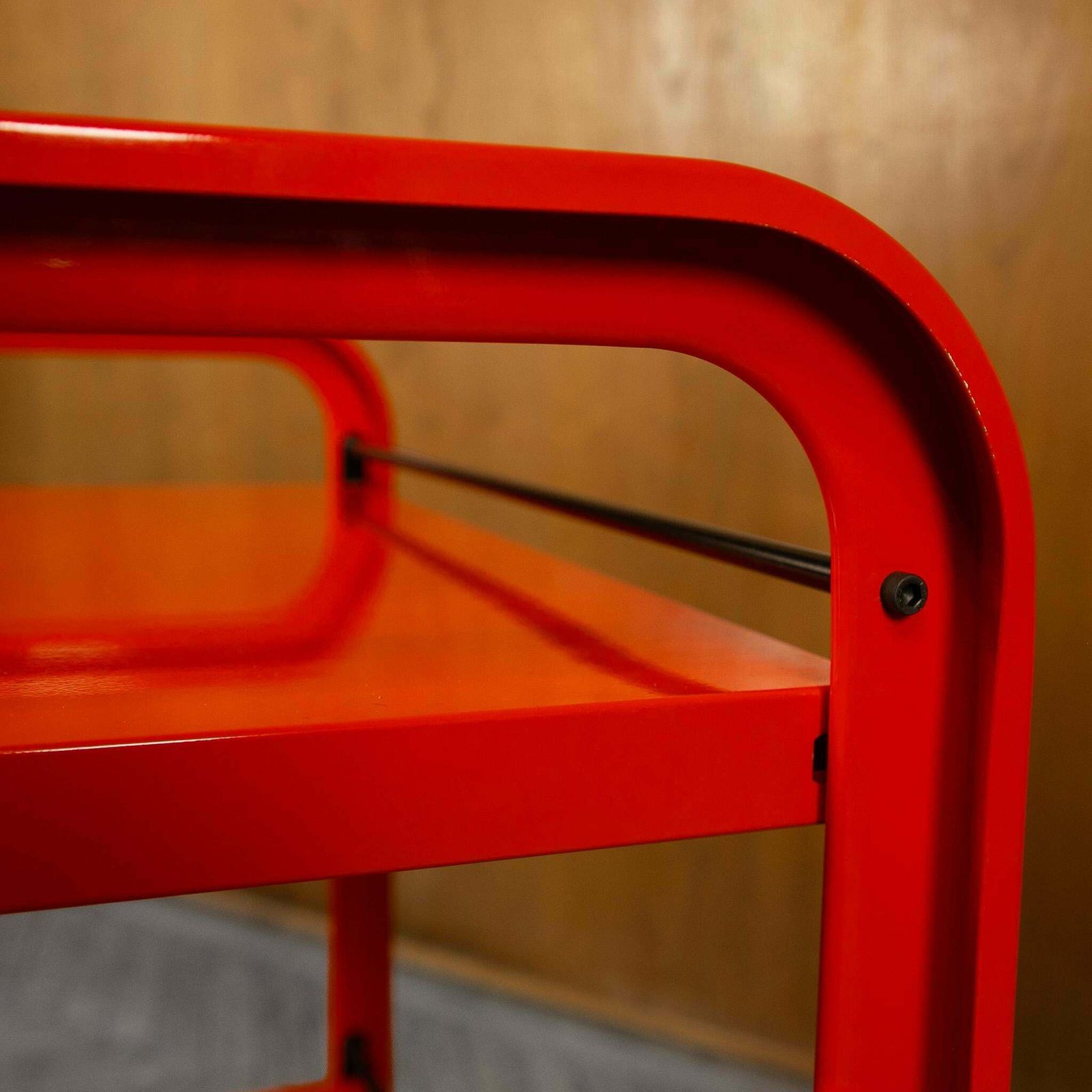 Postmodern Red Metal Trolley For Secco, Italy 1980s photo vintage