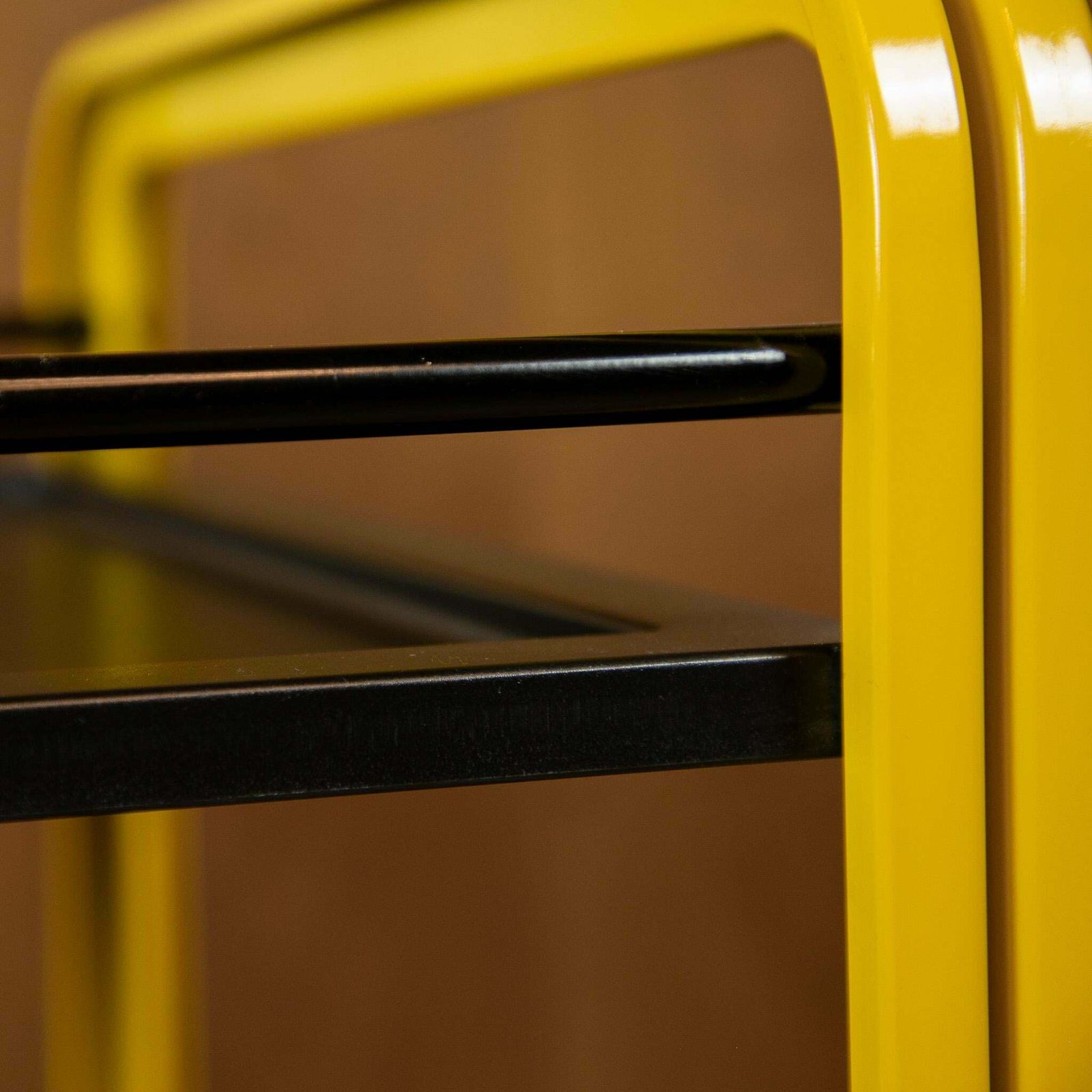 Postmodern Yellow Black Trolley On Castors By Secco, Italy 1980s photo buy