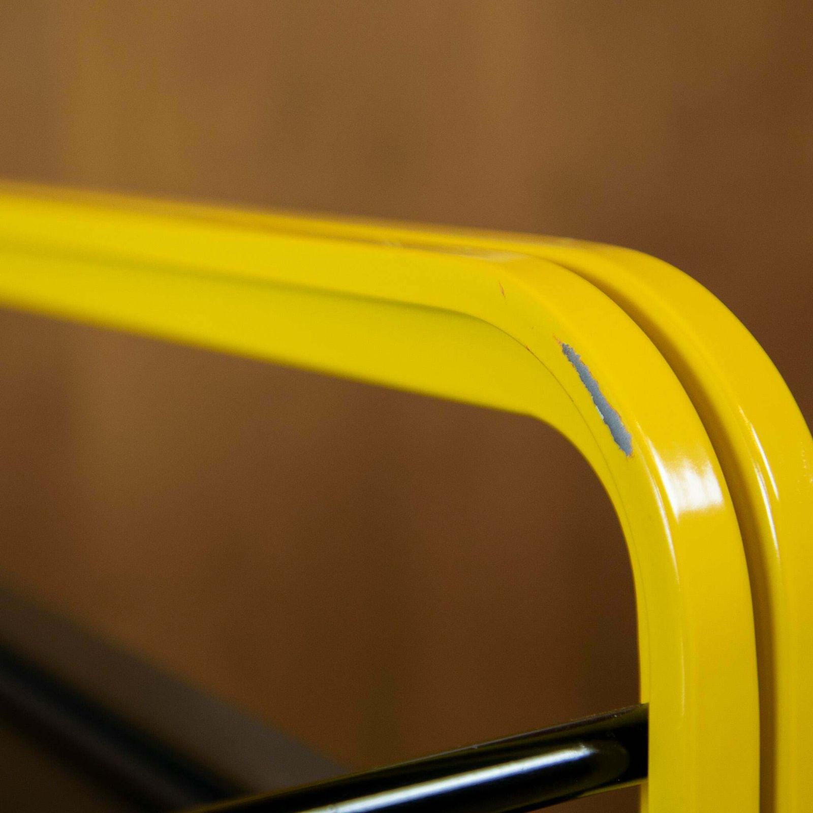 Postmodern Yellow Black Trolley On Castors By Secco, Italy 1980s photo vintage