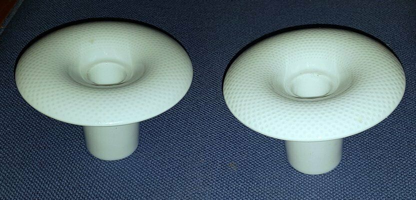 White Porcelain Candleholders By Tapio Wirkkala For Rosenthal, Set Of 2